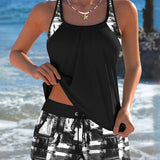Top de Alças e Calções em Estilo Tie-Dye Modo Tankini