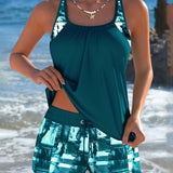 Top de Alças e Calções em Estilo Tie-Dye Modo Tankini