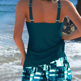 Top de Alças e Calções em Estilo Tie-Dye Modo Tankini