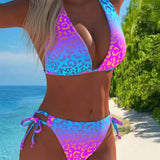 Leopard Print Gradient Sexy Bikini
