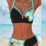 Bralette de Bikini com Estampa de Corda