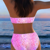 Biquíni Bandeau com Estampa de Leopardo