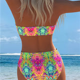 Topless Bikini com Estampa Colorida