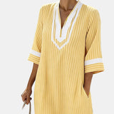 Clara | Vestido leve às riscas com decote em V