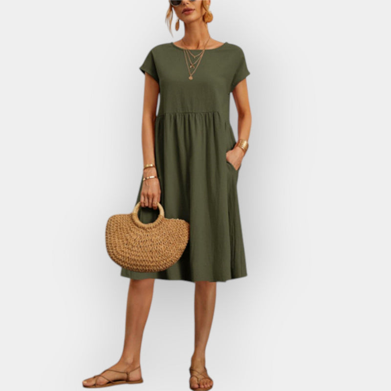 Vestido midi de linhas simples