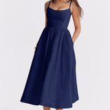 Estela | Elegante Vestido Midi de Corpete de Verão