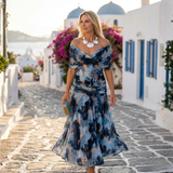 Xénia - Vestido longo elegante com decote em V