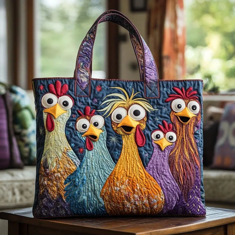 Bolsa Artesanal Cinco Galinhas Coloridas | Alegria da Quinta