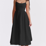 Estela | Elegante Vestido Midi de Corpete de Verão