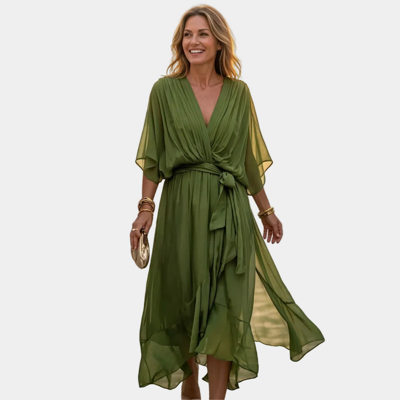 Helena - Vestido com decote em V amplo