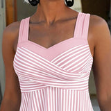 Conjunto de Tankini Listrado com Camisola de Duas Peças
