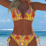 Top Halter Estampado em Cores Vibrantes