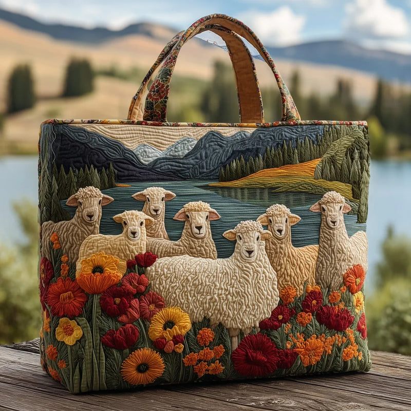 Bolsa Artesanal Ovelhas à Beira do Lago | Paz Pastoral
