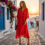 Helena - Vestido com decote em V amplo