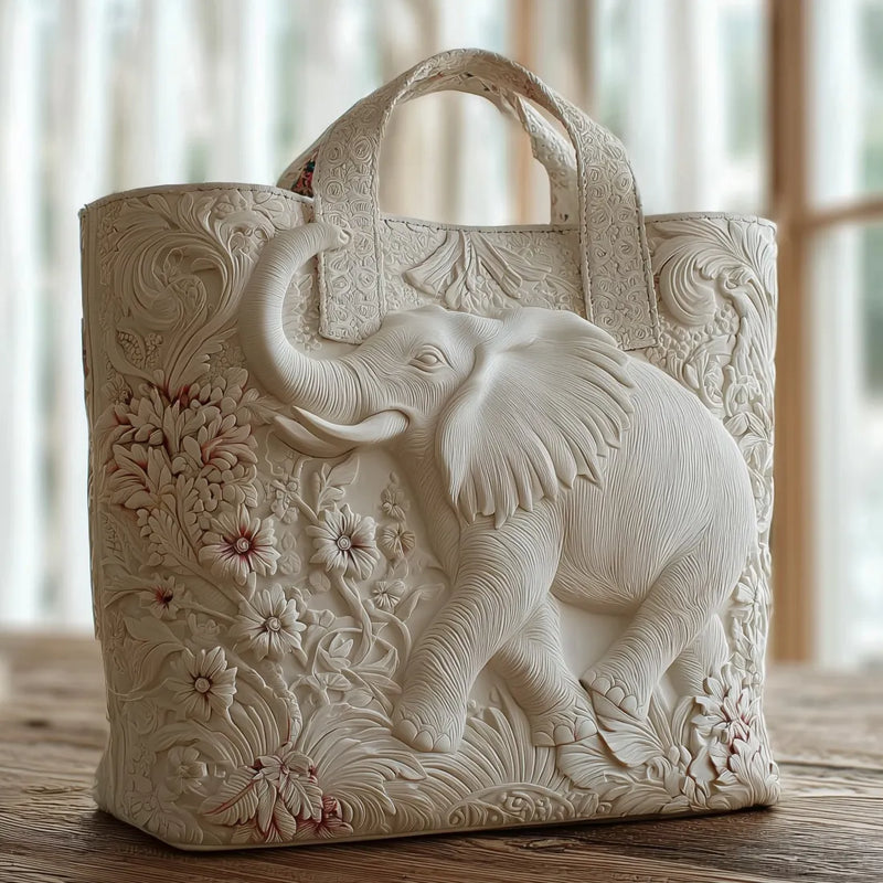 Bolsa Artesanal com Estampa de Elefante | Força Serena