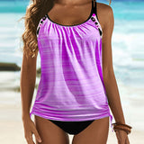 Tankini liso com estampa de leopardo