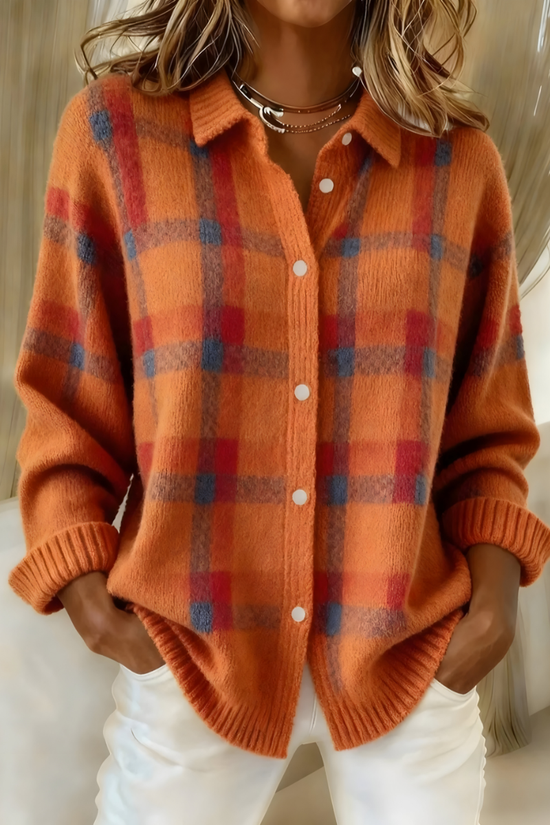Ugnė - Camisa de malha suave com padrão de xadrez