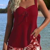 Conjunto de Tankini Listrado com Calções de Banho