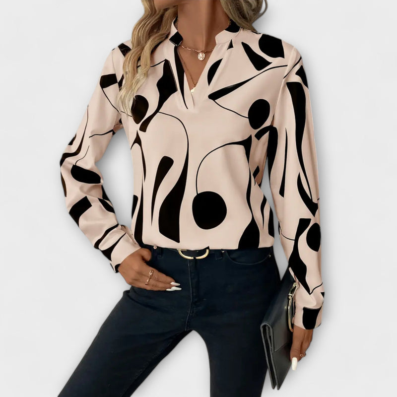Katherine | Blusa elegante de manga longa com decote em V