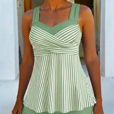 Conjunto de Tankini Listrado com Camisola de Duas Peças