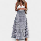 Saia boho com detalhes de cetim tecido aberto