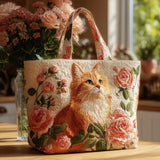 Bolsa Artesanal Gato Vermelho com Rosas | Paixão Felina