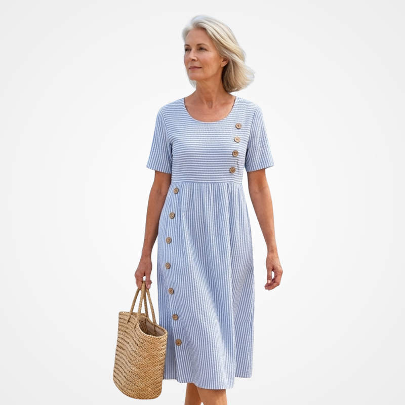 Coralina | Vestido Maxi de Verão às Riscas Nítidas