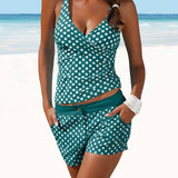 Conjunto de Tankini Estampado com Poás