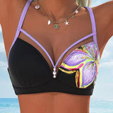 Bralette de Bikini com Estampa de Corda