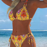 Top Halter Estampado em Cores Vibrantes