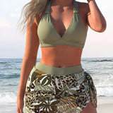 Conjunto de banho de duas peças com top e saia