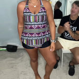 Conjunto de Biquíni com Top de Tanque e Estampa