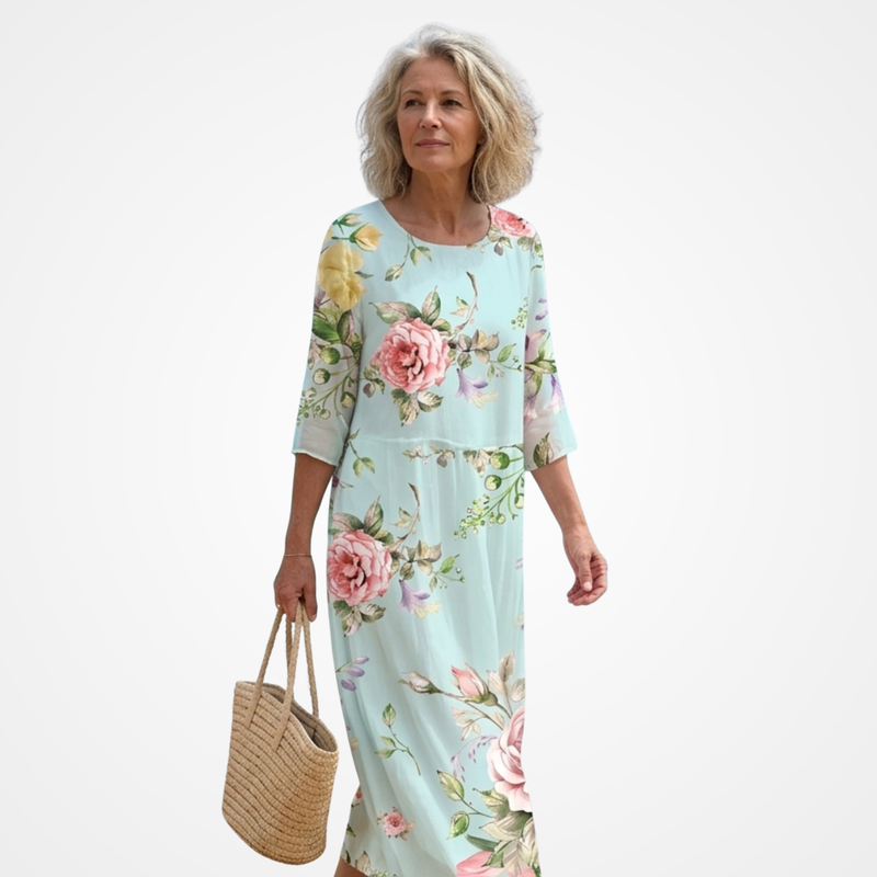 Verónica | Vestido Maxi Flor ao Pôr do Sol