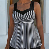 Conjunto de Tankini Listrado com Camisola de Duas Peças