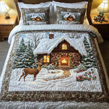 Conjunto de Cama Acolchoado de 3 Peças - Cabana Aconchegante