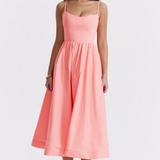 Estela | Elegante Vestido Midi de Corpete de Verão