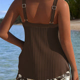 Conjunto de Tankini Listrado com Calções de Banho