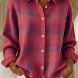 Ugnė - Camisa de malha suave com padrão de xadrez