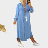 Vestido de ganga com manga longa