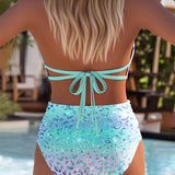 Estampado Sexy de Bikini com Alças Neckholder