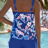 Tankini Estampado Sem Mangas com Decote em U