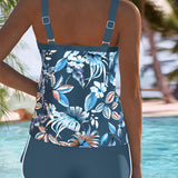Tankini Estampado Sem Mangas com Decote em U