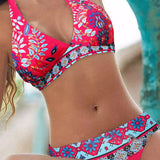 Halter Bikinis com Estampa Floral e Geométrica