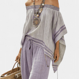 Natália | Elegante Conjunto Boémio de Tela de Bambu Leve