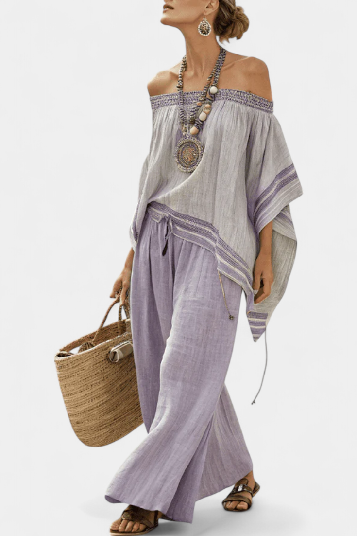 Natália | Elegante Conjunto Boémio de Tela de Bambu Leve