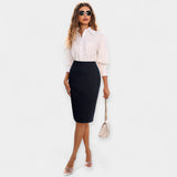 Falda Midi Com Cintura Alta