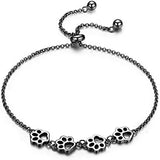 Pulseira ajustável de prata de lei com pegada de pata de cão