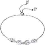 Pulseira ajustável de prata de lei com pegada de pata de cão