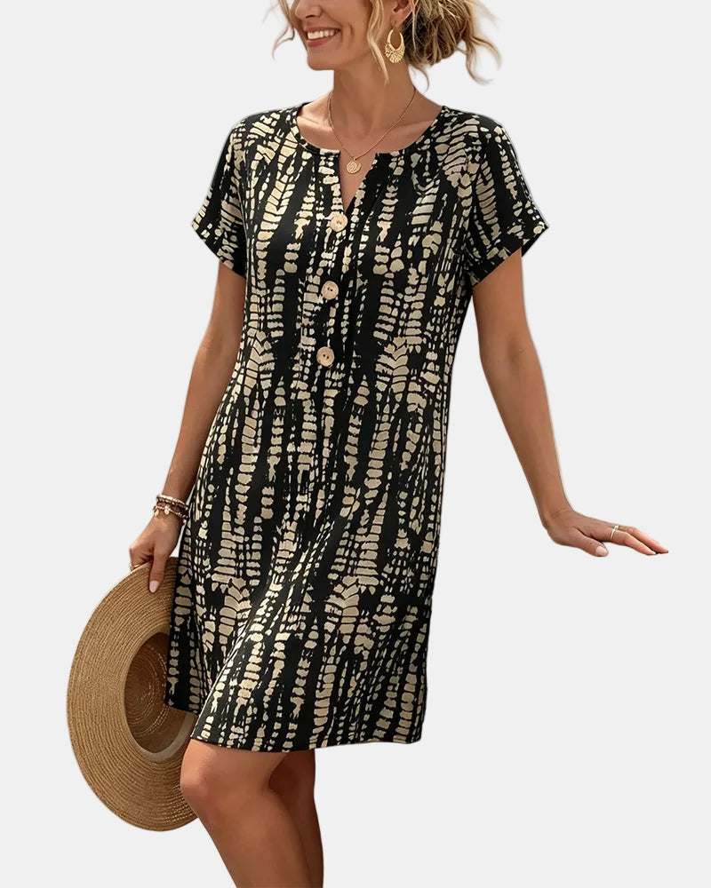Marina | Vestido estampado com botões