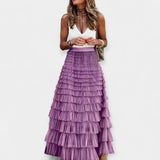 Saia boho com detalhes de cetim tecido aberto